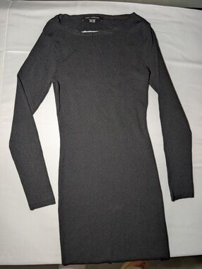 Skull Cashmere Black Long Sleeve Dress, Size S